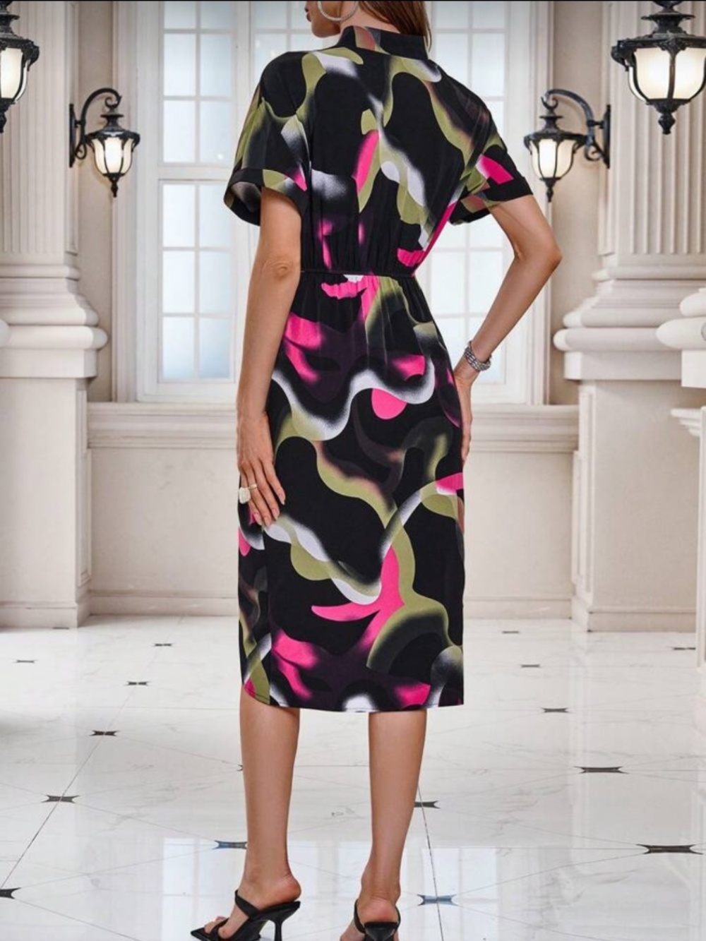 Colorful Abstract Midi Dress - Picture 2 of 4